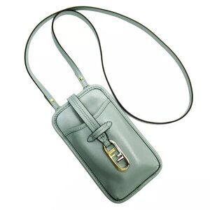 Auth FENDI Smartphone case holder Phone holder Pale green leather